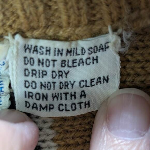 Vtg Lady Van Neff Sweater Womens Medium Tan Striped Lace Up Neck Bell Sleeves - Picture 7 of 7